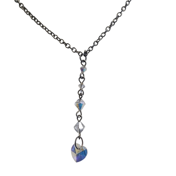 Swarovski Crystal HEART drop PENDANT Necklace light colors - Picture 2 of 2